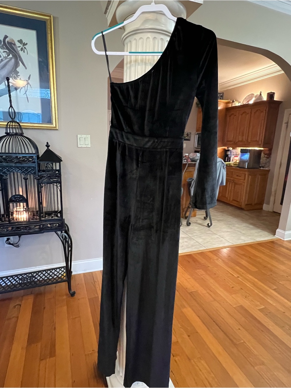 Petal & Pup Black One-Shoulder Velvet Wide-Leg Jumpsuit - Picture 5 of 11